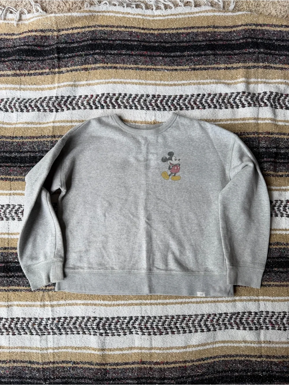 GAP Light Gray Crewneck Sweatshirt with Small Mickey Graphic